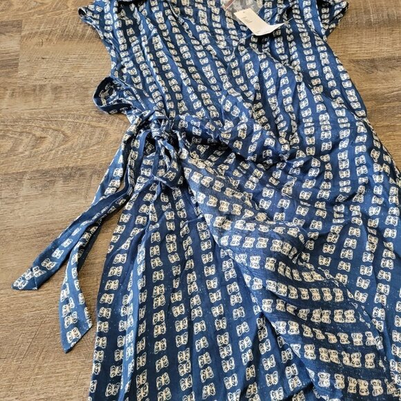 NWT URBAN OUTFITTERS | Silver Sun Navy Mini Wrap Dress Butterfly | Sz. S - Picture 8 of 11